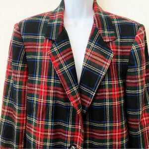 Prophecy Vintage Red and Black Plaid One Button Blazer